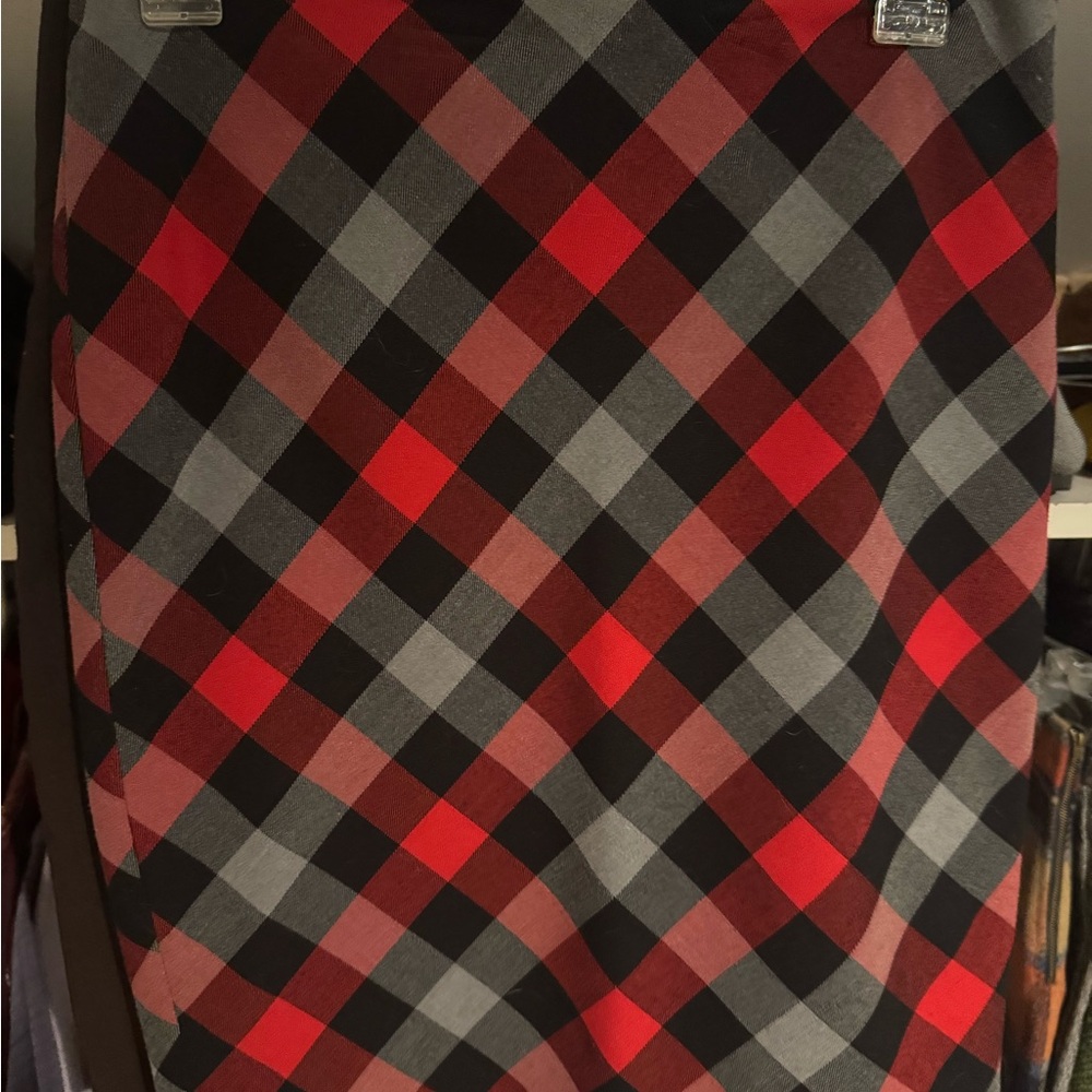 The Limited Red and Black Checkered Pencil Skirt